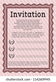 Red Formal invitation. Elegant design. With guilloche pattern. Detailed. 