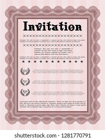 Red Formal invitation. Elegant design. Detailed. With complex background. 