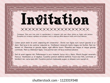 Red Formal invitation. Excellent design. With great quality guilloche pattern. Customizable, Easy to edit and change colors. 