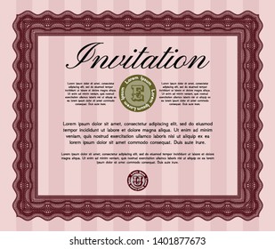 Red Formal invitation. Excellent design. With background. Customizable, Easy to edit and change colors. 