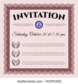 Red Formal invitation. Excellent design. Printer friendly. Detailed. 