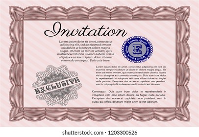 Red Formal invitation. With guilloche pattern. Customizable, Easy to edit and change colors. Nice design. 