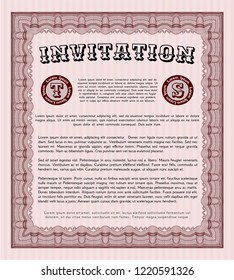 Red Formal invitation. With guilloche pattern and background. Detailed. Money style design. 