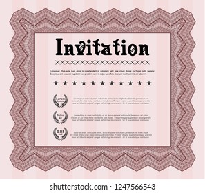Red Formal invitation. With guilloche pattern. Customizable, Easy to edit and change colors. Good design. 