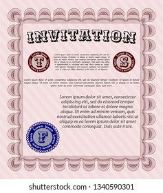 Red Formal invitation. With guilloche pattern and background. Detailed. Excellent design. 