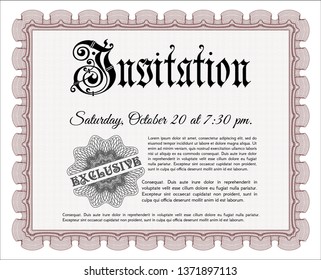 Red Formal invitation. With guilloche pattern. Customizable, Easy to edit and change colors. Cordial design. 