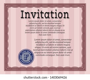 Red Formal invitation. With guilloche pattern. Money Pattern design. Vector illustration. 