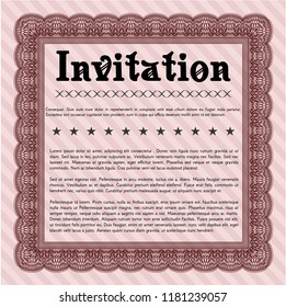 Red Formal invitation. With linear background. Vector illustration. Elegant design. 