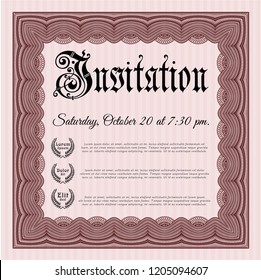 Red Formal invitation. With linear background. Perfect design. Detailed. 