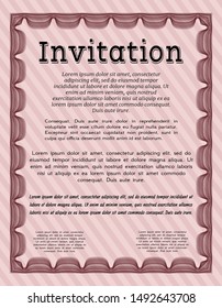 Red Formal invitation. With linear background. Detailed. Excellent design. 