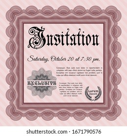 Invitación roja formal. Con fondo lineal. Detallado. Diseño sofisticado. 
