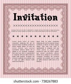 Red Formal invitation. With linear background. Nice design. Vector illustration. 