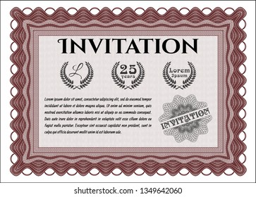 Red Formal invitation. Lovely design. Customizable, Easy to edit and change colors. Complex background. 