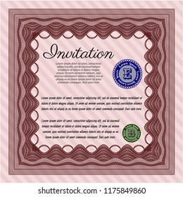 Red Formal invitation. Money design. Detailed. Easy to print. 