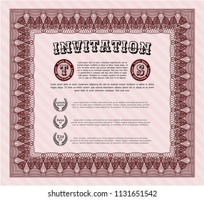 Red Formal invitation. Money Pattern. Easy to print. Customizable, Easy to edit and change colors. 