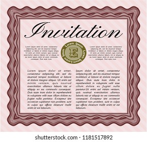 Red Formal invitation. Money Pattern. With guilloche pattern. Detailed. 