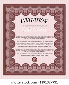 Red Formal invitation. Money Pattern. Printer friendly. Detailed. 