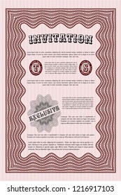 Red Formal invitation. Money Pattern. Complex background. Detailed. 