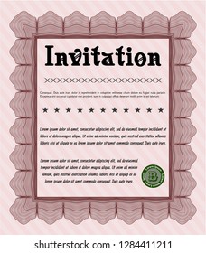Red Formal invitation. Money Pattern design. Customizable, Easy to edit and change colors. With guilloche pattern. 