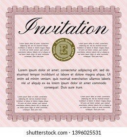 Red Formal invitation. Money Pattern. With guilloche pattern and background. Vector illustration. 