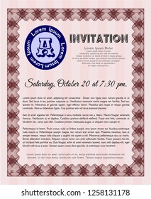 Red Formal invitation. Nice design. Customizable, Easy to edit and change colors. With complex linear background. 