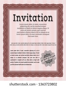 Red Formal invitation. Printer friendly. Retro design. Customizable, Easy to edit and change colors. 