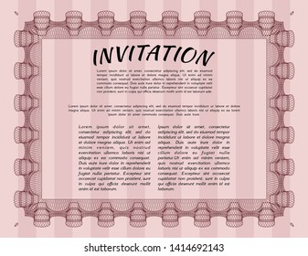 Red Formal invitation. Printer friendly. Superior design. Detailed. 