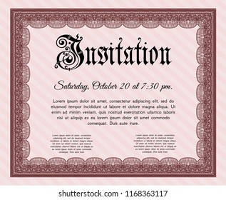 Red Formal invitation. With quality background. Cordial design. Customizable, Easy to edit and change colors. 