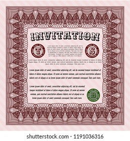Red Formal invitation. With quality background. Vector illustration. Nice design. 