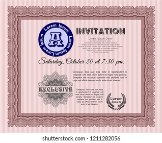 Red Formal invitation. With quality background. Detailed. Money Pattern design. 