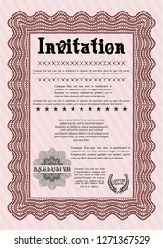 Red Formal invitation. With quality background. Vector illustration. Good design. 