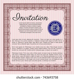 Red Formal invitation. With quality background. Retro design. Detailed. 