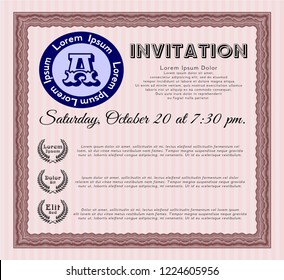 Red Formal invitation. Retro design. Customizable, Easy to edit and change colors. With quality background. 