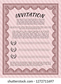 Red Formal invitation. Retro design. Easy to print. Detailed. 