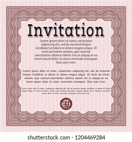 Red Formal invitation. Sophisticated design. Detailed. Printer friendly. 