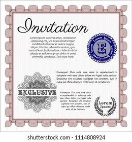 Red Formal invitation. Superior design. Printer friendly. Vector illustration. 