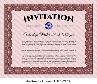 Red Formal invitation. Superior design. Detailed. Easy to print. 