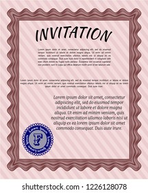 Red Formal invitation template. With background. Customizable, Easy to edit and change colors. Money design. 