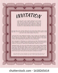 Red Formal invitation template. With background. Nice design. Detailed. 