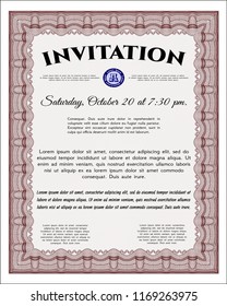 Red Formal invitation template. Beauty design. Vector illustration. Complex background. 