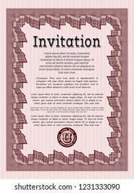 Red Formal invitation template. Beauty design. With guilloche pattern and background. Customizable, Easy to edit and change colors. 