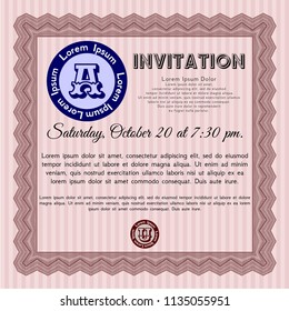 Red Formal invitation template. With complex background. Superior design. Detailed. 