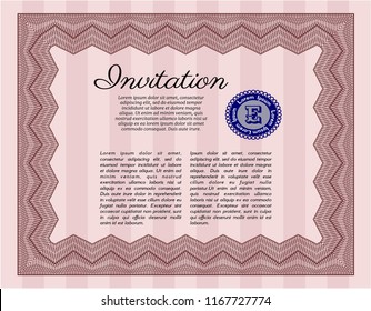 Red Formal invitation template. Complex background. Nice design. Detailed. 