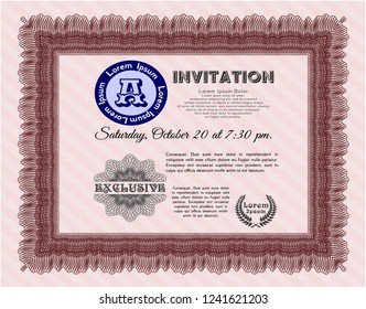 Red Formal invitation template. With complex background. Customizable, Easy to edit and change colors. Excellent design. 