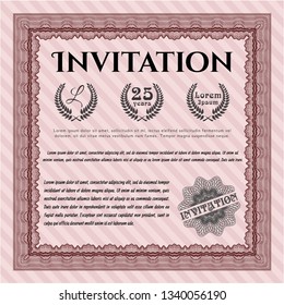 Red Formal invitation template. Complex background. Money Pattern design. Customizable, Easy to edit and change colors. 