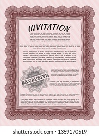 Red Formal invitation template. With complex background. Customizable, Easy to edit and change colors. Money design. 