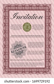 Red Formal invitation template. With complex background. Customizable, Easy to edit and change colors. Good design. 