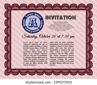 Red Formal invitation template. Cordial design. Complex background. Vector illustration. 