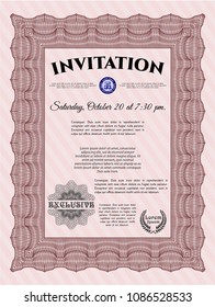  Red Formal invitation template. Customizable, Easy to edit and change colors. Easy to print. Money style design. 