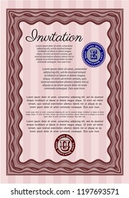 Red Formal invitation template. Customizable, Easy to edit and change colors. With quality background. Money style design. 